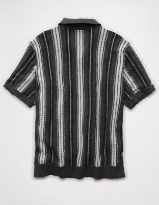 AE Striped Button-Up Sweater Polo