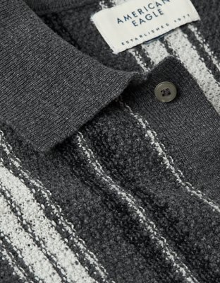 AE Striped Button-Up Sweater Polo
