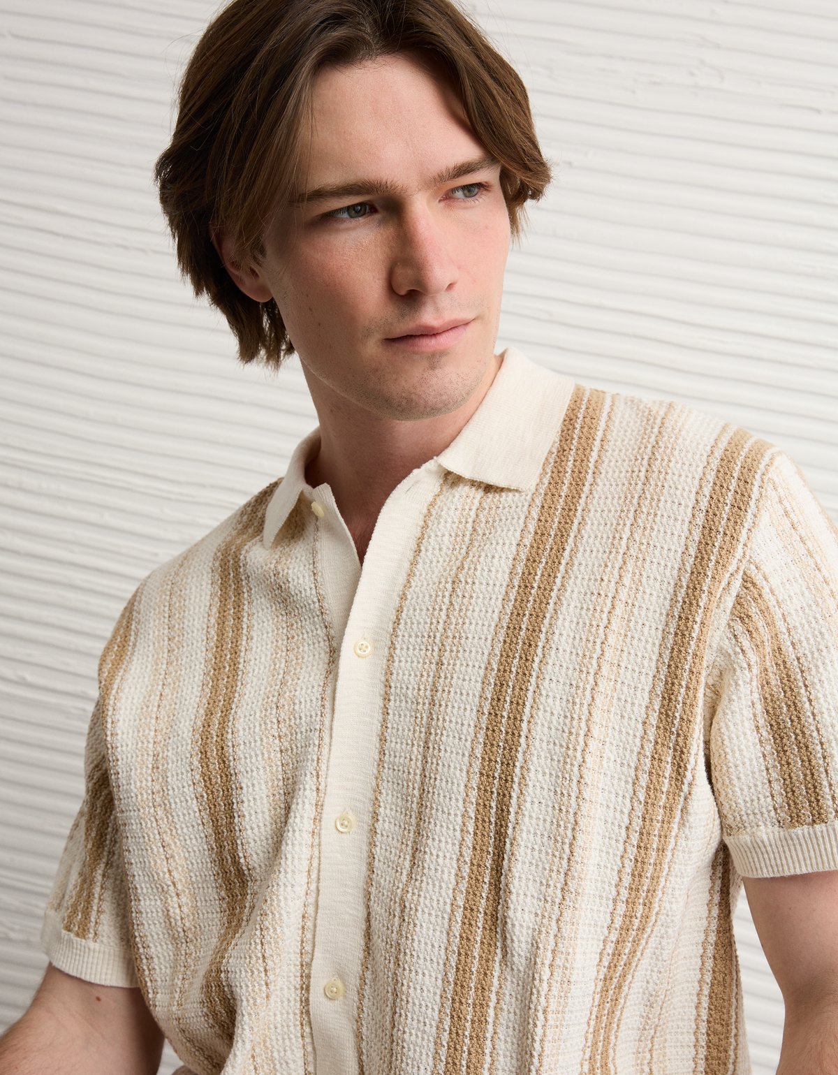 AE Striped Button-Up Sweater Polo - image 5