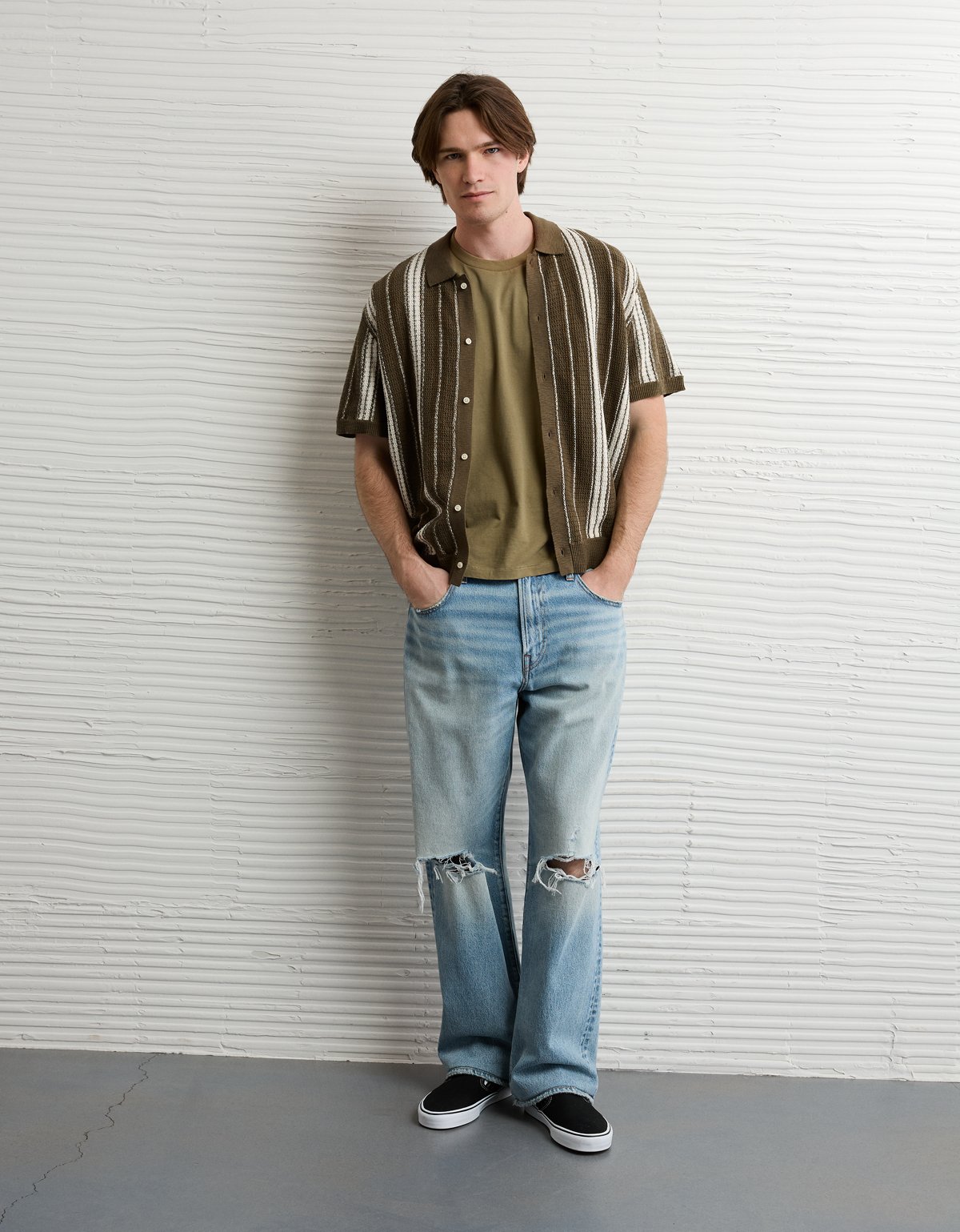 AE Striped Button-Up Sweater Polo - image 5