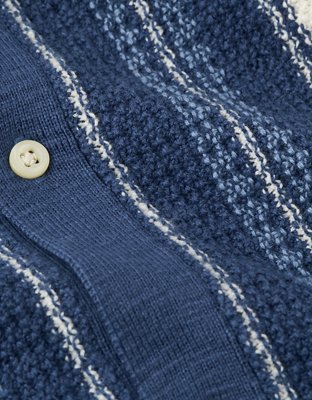 AE Striped Button-Up Sweater Polo