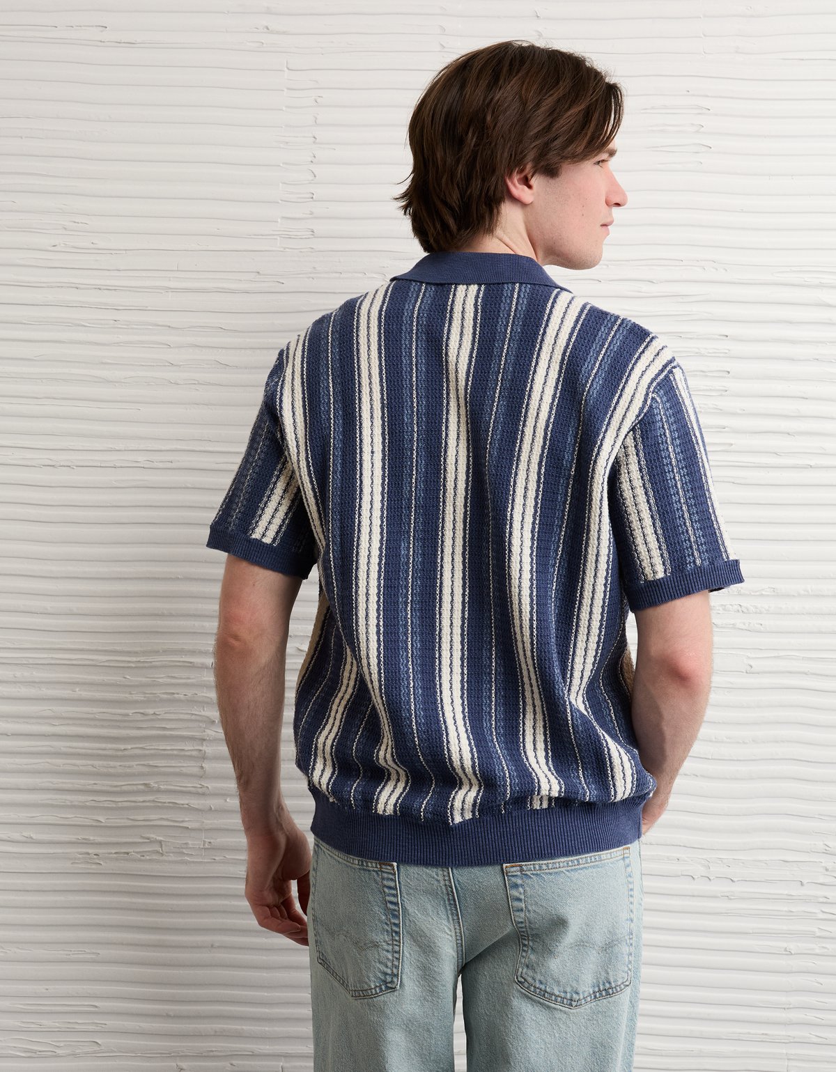 AE Striped Button-Up Sweater Polo - image 2