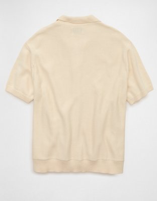 AE Garment-Washed Button-Up Sweater Polo