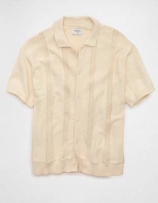 AE Garment-Washed Button-Up Sweater Polo