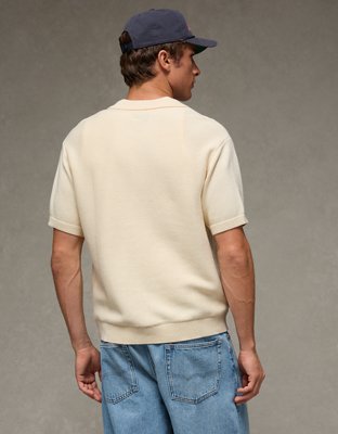AE Garment-Washed Button-Up Sweater Polo