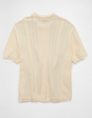 AE Striped Button-Up Sweater Polo