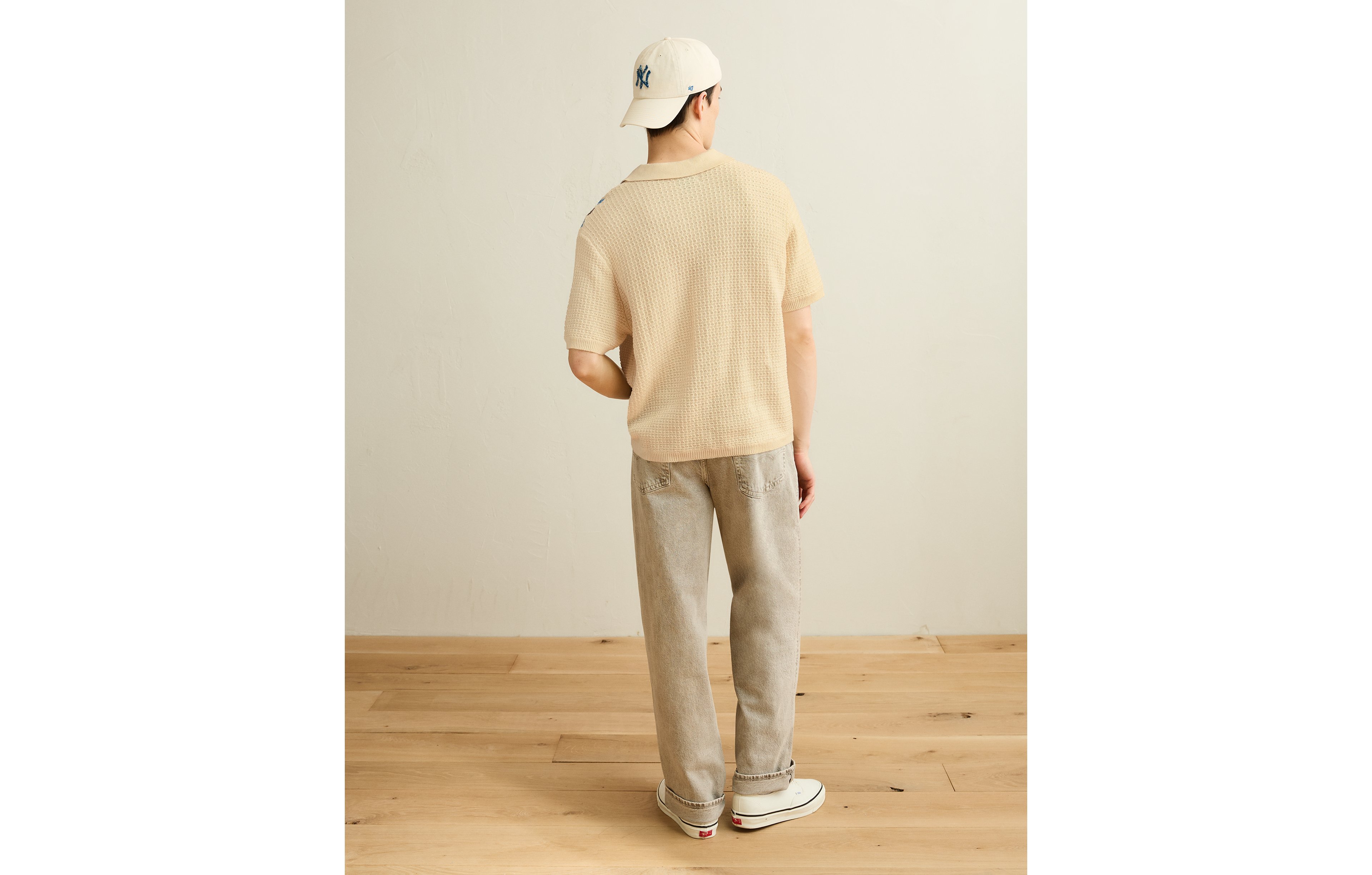 AE Striped Button-Up Sweater Polo