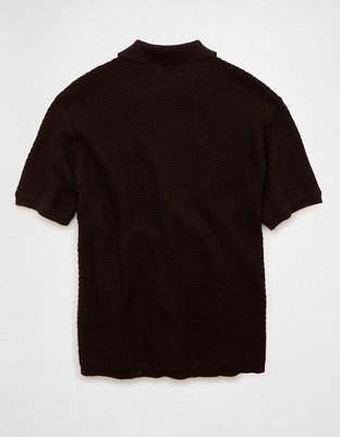 Polo en tricot boutonné et rayé AE