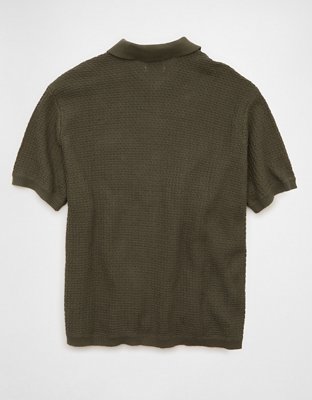 AE Striped Button-Up Sweater Polo