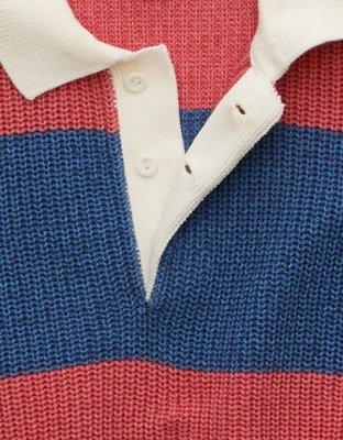 AE Shaker Stitch Rugby Sweater Polo | American Eagle
