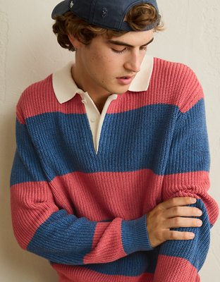 AE Shaker Stitch Rugby Sweater Polo | American Eagle