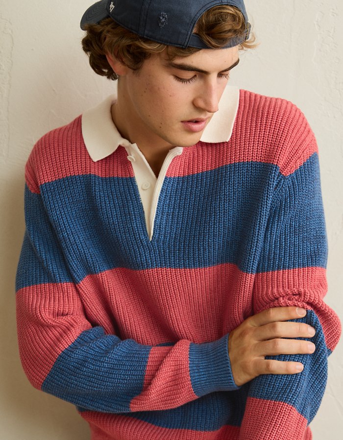 AE Shaker Stitch Rugby Sweater Polo