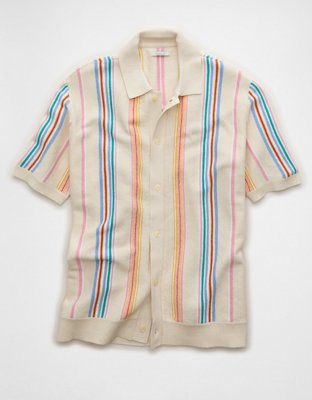 AE Pride Standard Fit Button-Up Sweater Polo