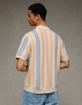 AE Pride Standard Fit Button-Up Sweater Polo