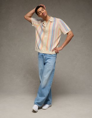 AE Pride Standard Fit Button-Up Sweater Polo