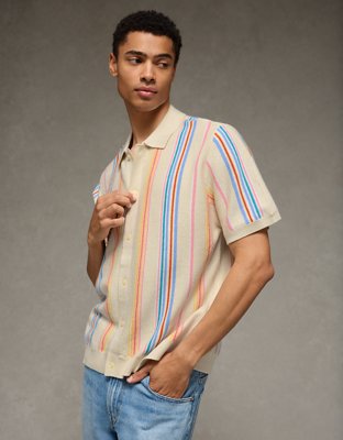 AE Pride Standard Fit Button-Up Sweater Polo