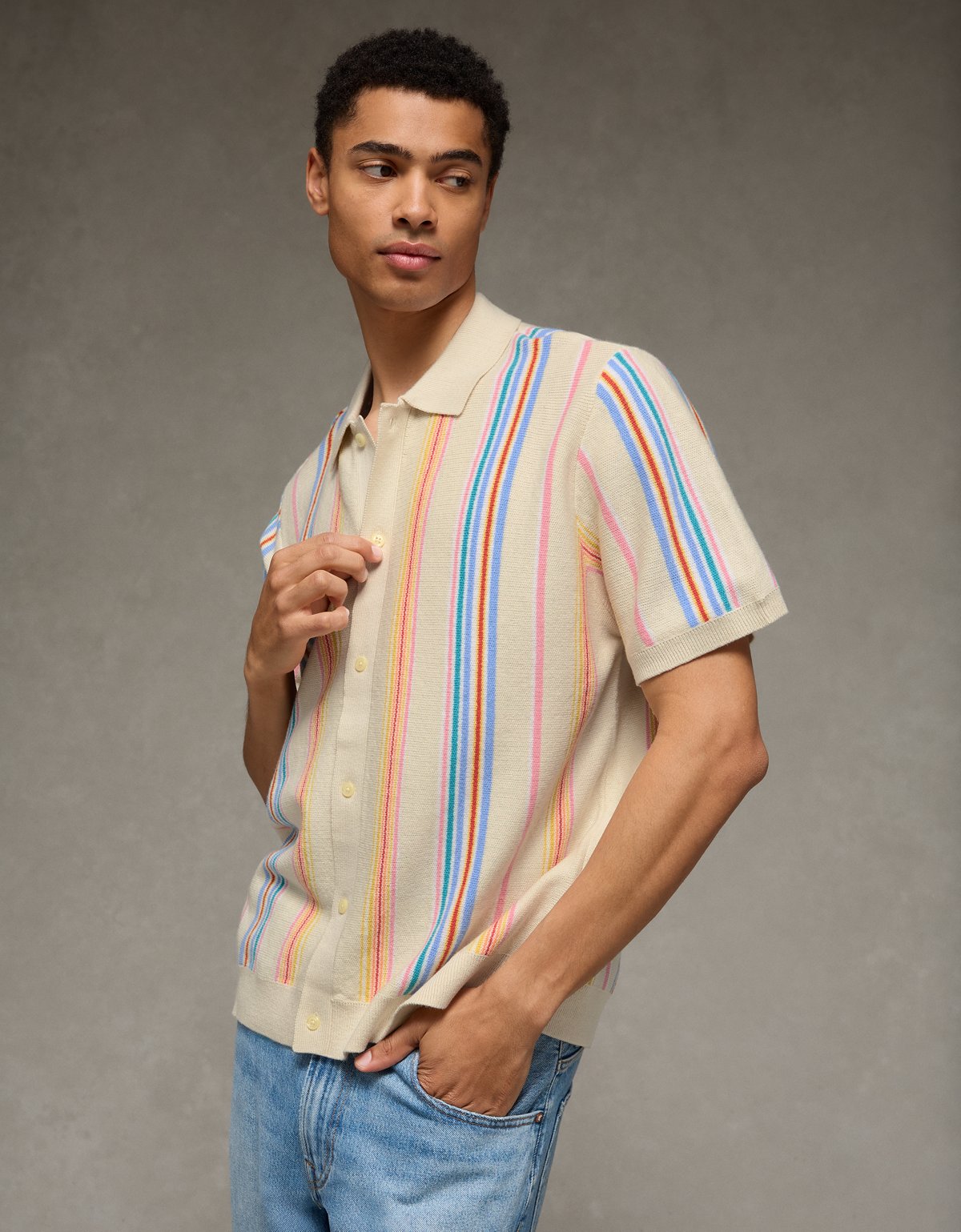 AE Pride Standard Fit Button-Up Sweater Polo - image 5