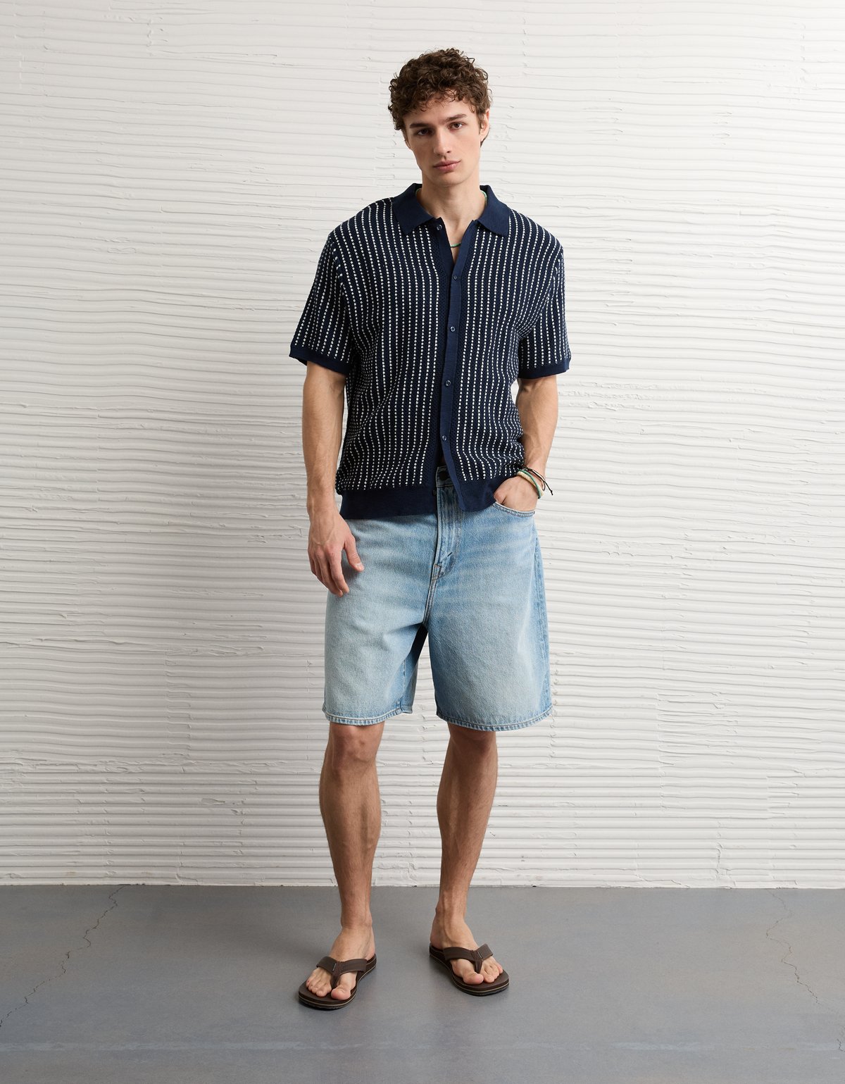 AE Button-Up Sweater Polo Shirt - image 5