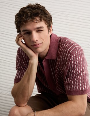AE Weekend Button-Up Sweater Polo Shirt