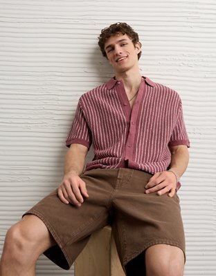 AE Weekend Button-Up Sweater Polo Shirt