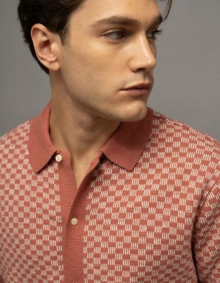 AE Standard Fit Button-Up Sweater Polo
