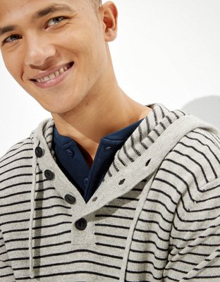 AE Super Soft Henley Hooded Sweater