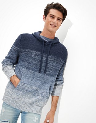 AE Super Soft Ombre Striped Hooded Sweater