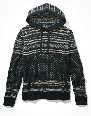 Мужские свитеры American Eagle AE Super Soft Birdseye Fairisle Hooded Sweater — фото 3