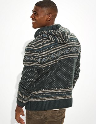 Мужские свитеры American Eagle AE Super Soft Birdseye Fairisle Hooded Sweater — фото 2
