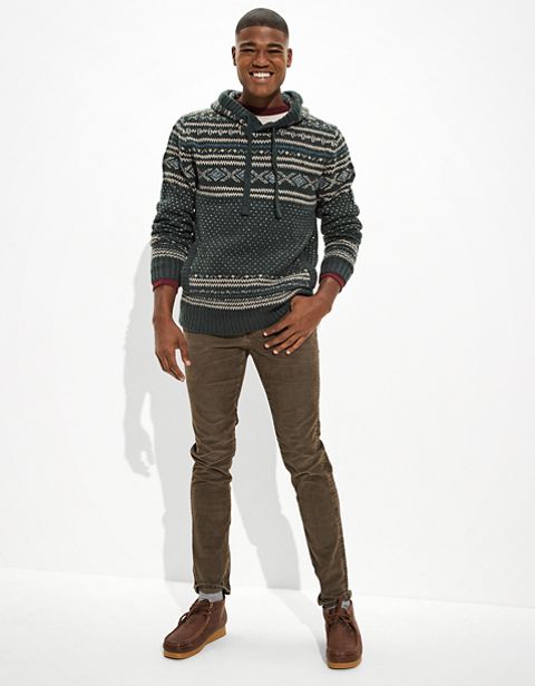 Мужские свитеры American Eagle AE Super Soft Birdseye Fairisle Hooded Sweater