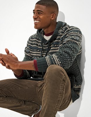 Мужские свитеры American Eagle AE Super Soft Birdseye Fairisle Hooded Sweater — фото 4