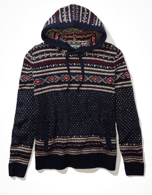 AE Super Soft Birdseye Fairisle Hooded Sweater
