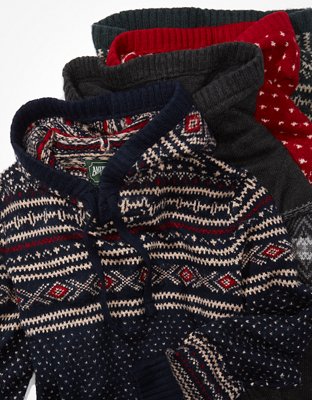 AE Super Soft Birdseye Fairisle Hooded Sweater