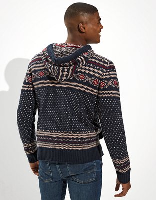 AE Super Soft Birdseye Fairisle Hooded Sweater