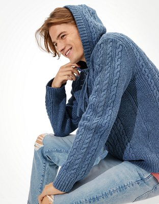 Hooded cable sale knit sweater