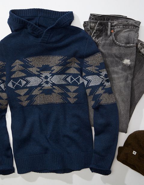 Мужские худи American Eagle AE Super Soft Patterned Sweater
