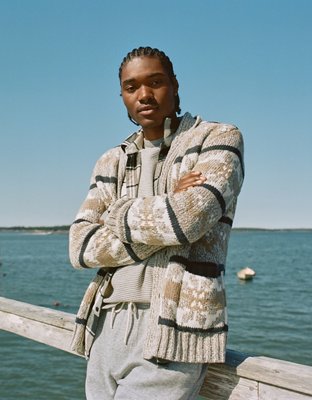 AE Super Soft Patterned Shawl Cardigan