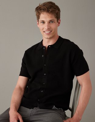 AE Super Soft Button-Up Sweater Polo