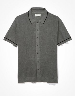 AE Super Soft Button-Up Sweater Polo