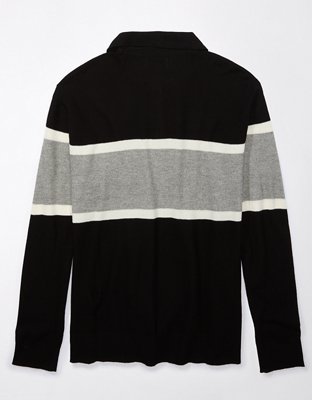 Мужские свитеры American Eagle AE Long-Sleeve Striped Sweater Polo — фото 4