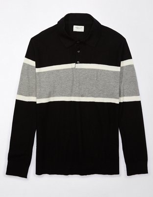 Мужские свитеры American Eagle AE Long-Sleeve Striped Sweater Polo — фото 3