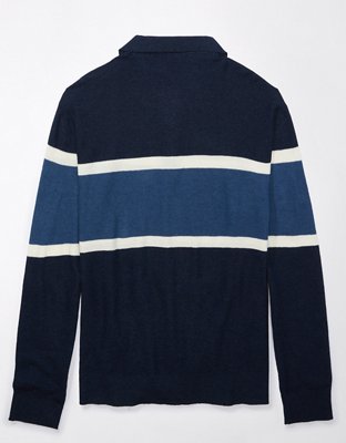 AE Long-Sleeve Striped Sweater Polo
