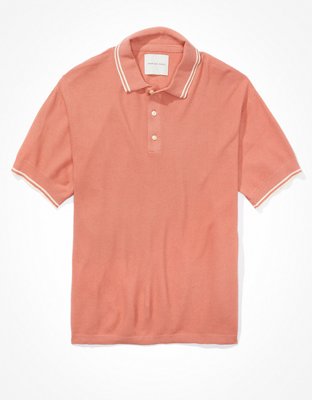 AMERICAN EAGLE OUTFITTERS Men Pink Solid Polo Collar T-shirt