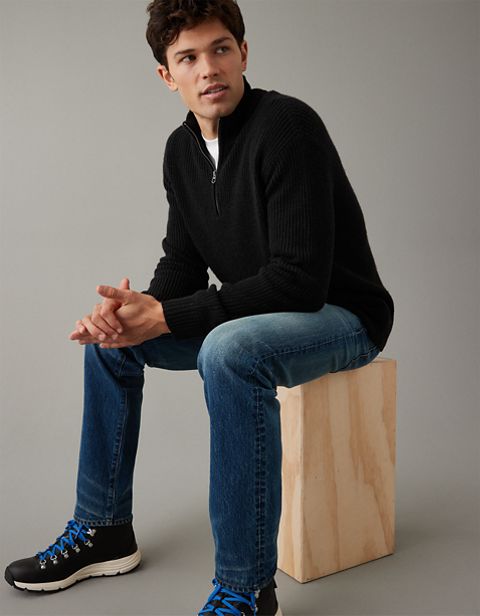 Мужские свитеры American Eagle AE Mock Neck Quarter-Zip Sweater
