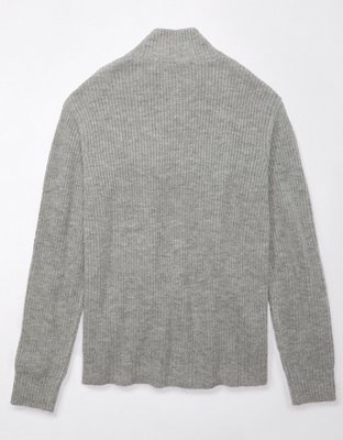 Modern Fit Quarter-Zip Mock Neck Sherpa-Lined-Collar Sweater – Tip Top