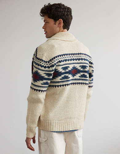 AE Printed Shawl Cardigan Sweater