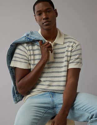 AE Weekend Striped Sweater Polo Shirt