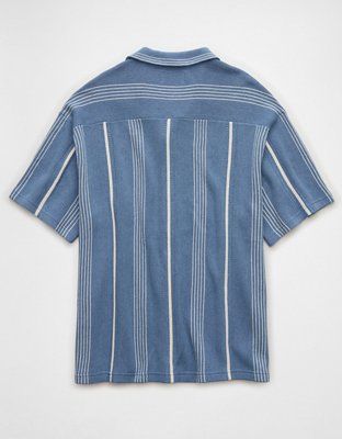 AE Striped Button-Up Sweater Polo Shirt