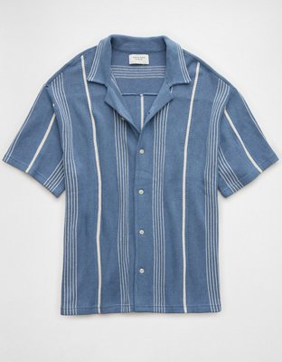 AE Striped Button-Up Sweater Polo Shirt