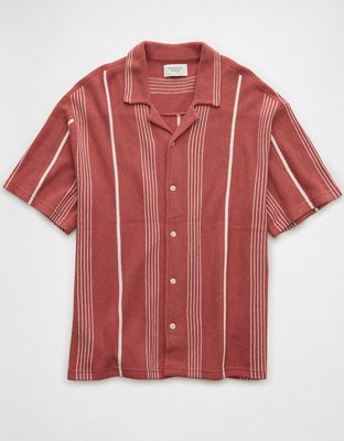 AE Striped Button-Up Sweater Polo Shirt